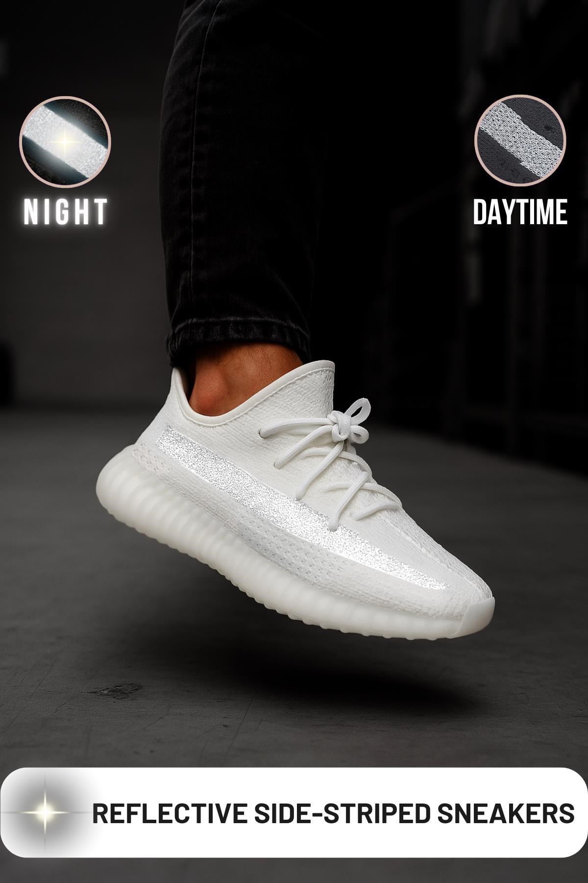 BDMR2 |Movement Reflektörlü Beyaz Sneaker Günlük Yürüyüş Ve Koşu Antrenman Ayakkabısı Erkek Kadın