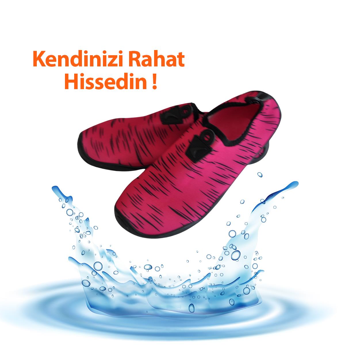 Black Deer Hayal Pembe-Siyah Çok Amaçlı Plaj ve Deniz Ayakkabısı