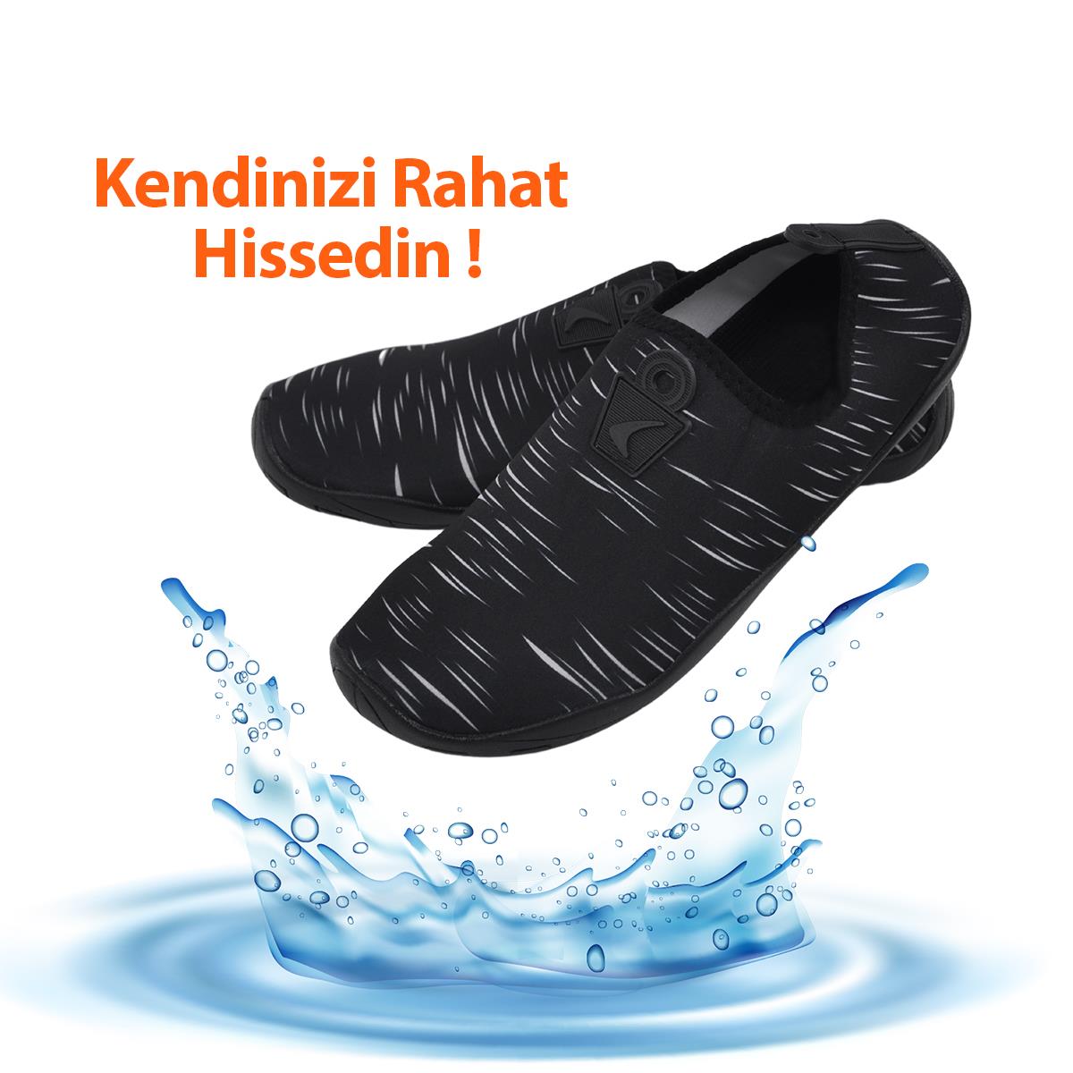 Black Deer Hayal Siyah-Beyaz Çok Amaçlı Plaj ve Deniz Ayakkabısı