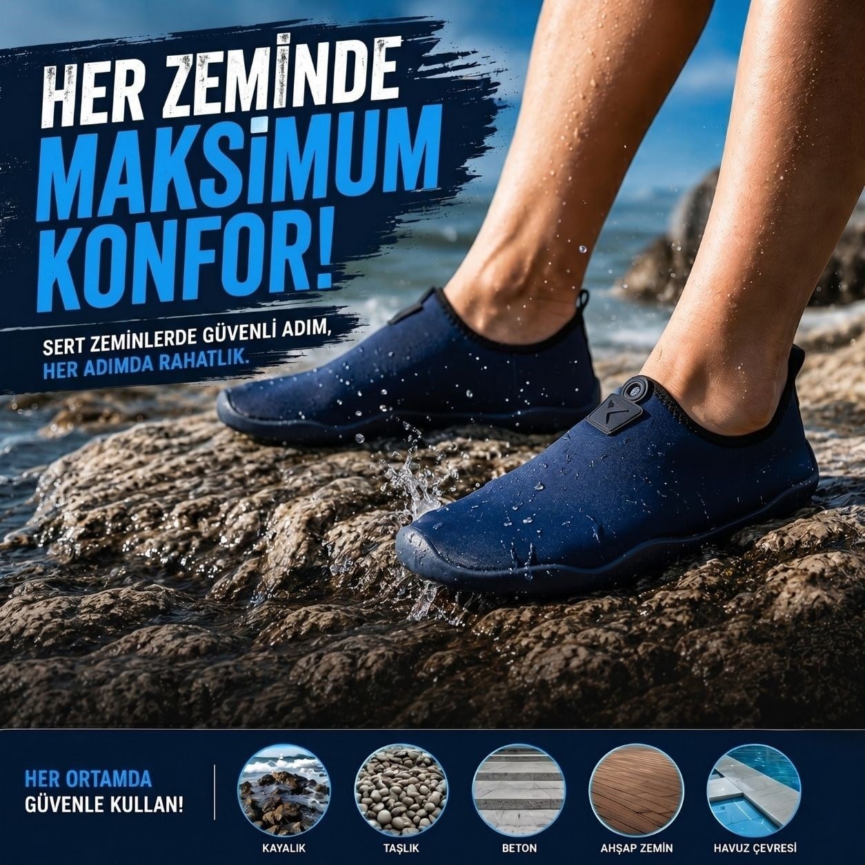 Black Deer Lab Navy Blue Multipurpose Beach and Sea Shoes