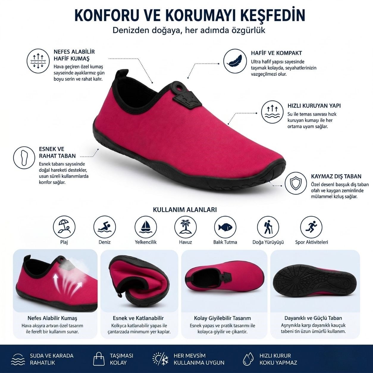 Black Deer Lab Pink Multipurpose Beach and Sea Shoes