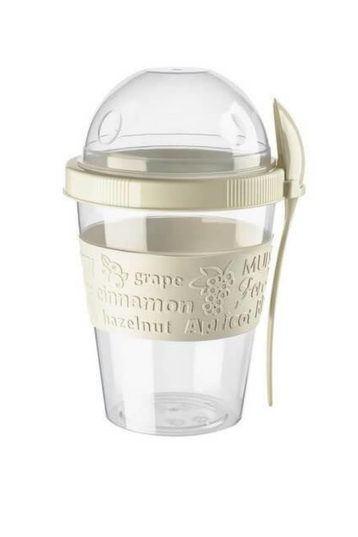 Go Detoks  Kapaklı Kaşıklı Hazırla ve Çık Meyveli Yoğurt Müsli Kabı Beslenme Diyet 600 ml