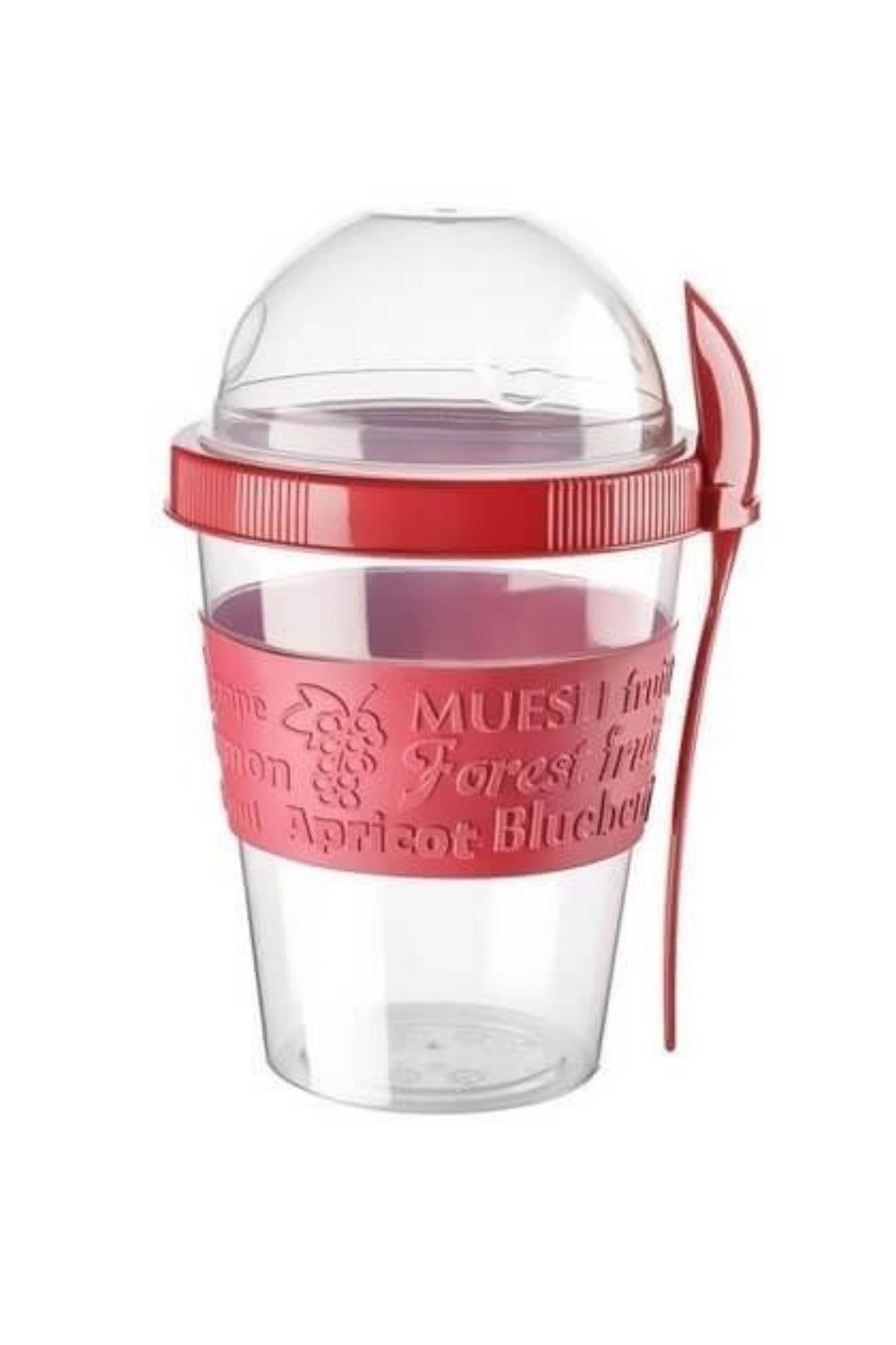 Go Detoks  Kapaklı Kaşıklı Hazırla ve Çık Meyveli Yoğurt Müsli Kabı Beslenme Diyet 600 ml