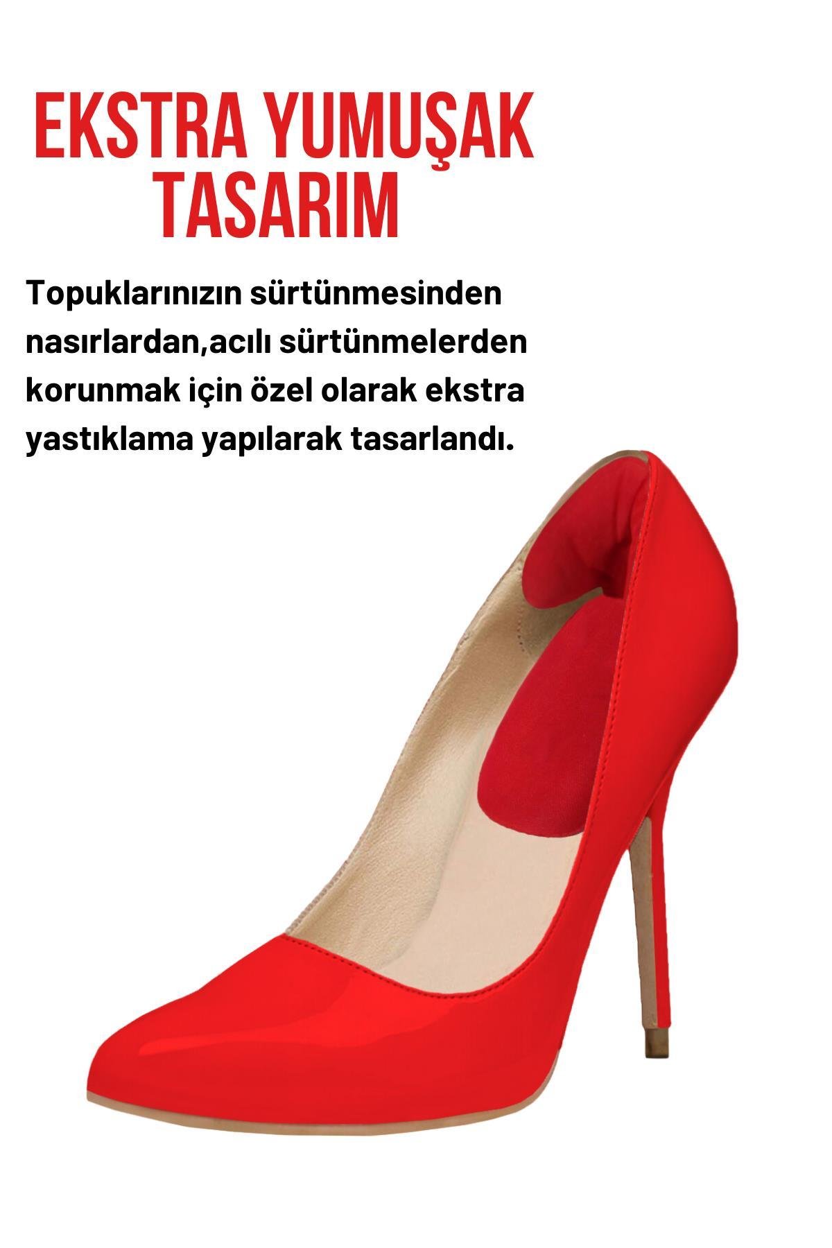 Kırmızı Ayakkabı Topuk Vurma Önleyici Ve Daraltma Pedi Ayak Koruyucu Aparat Topuk Süngeri 2 Çift