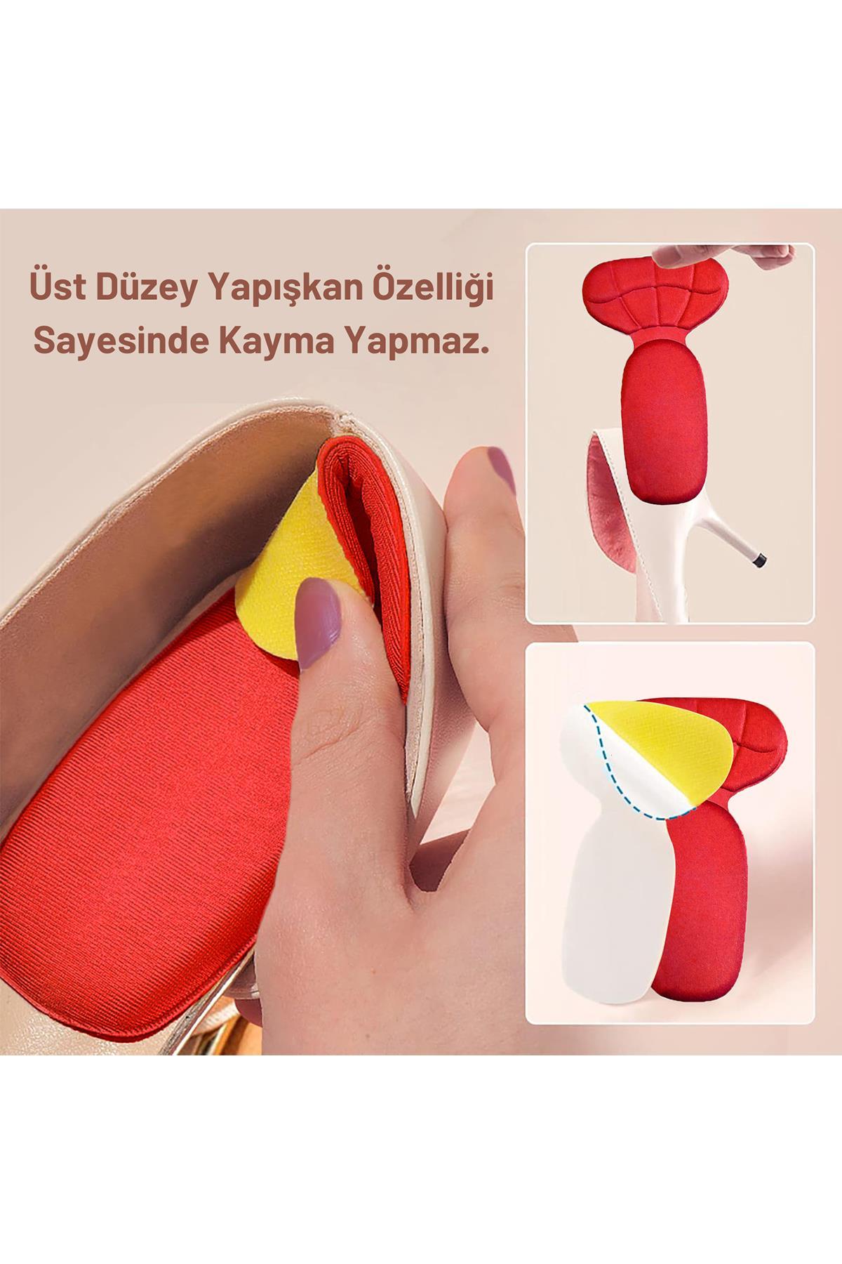 Kırmızı Ayakkabı Topuk Vurma Önleyici Ve Daraltma Pedi Ayak Koruyucu Aparat Topuk Süngeri 2 Çift