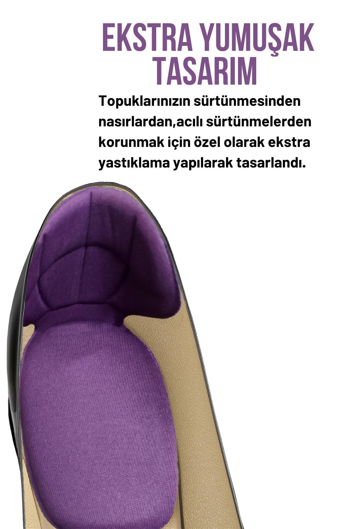 Mor Ayakkabı Topuk Vurma Önleyici Ve Daraltma Pedi Ayak Koruyucu Aparat Topuk Süngeri 2 Çift