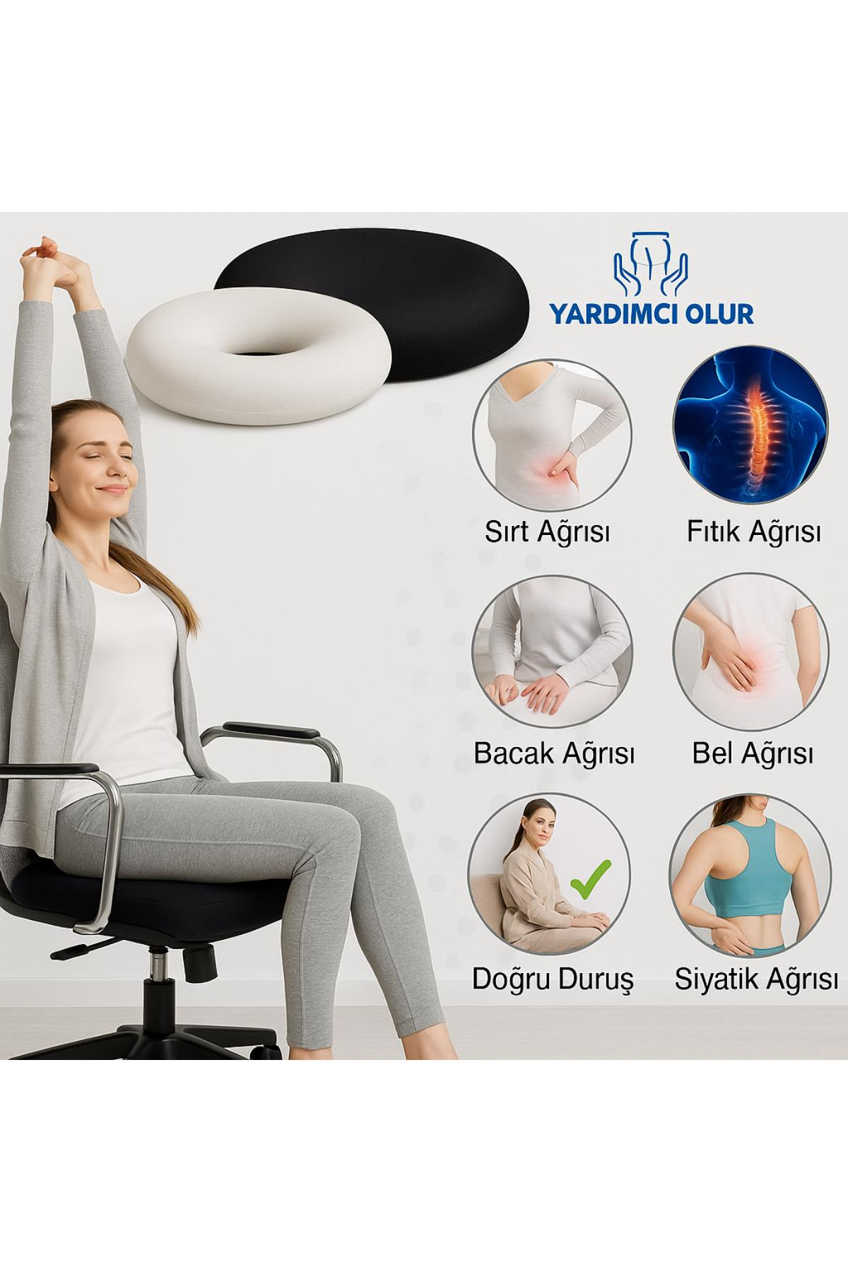 Oturma Simidi Sünger Hemoroid Basur Fistül Çatlak ve Oturma Bölgesi Sorunları İçin Minder