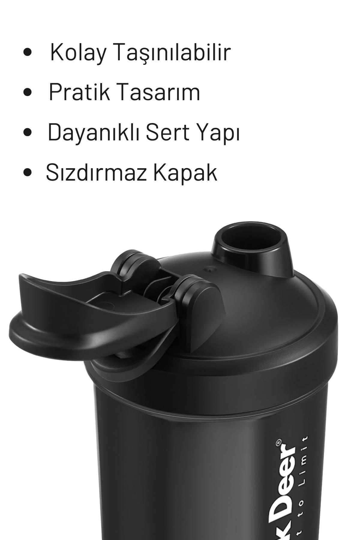 Shaker Karıştırıcı Sporcu Protein Shaker  550 ml Siyah