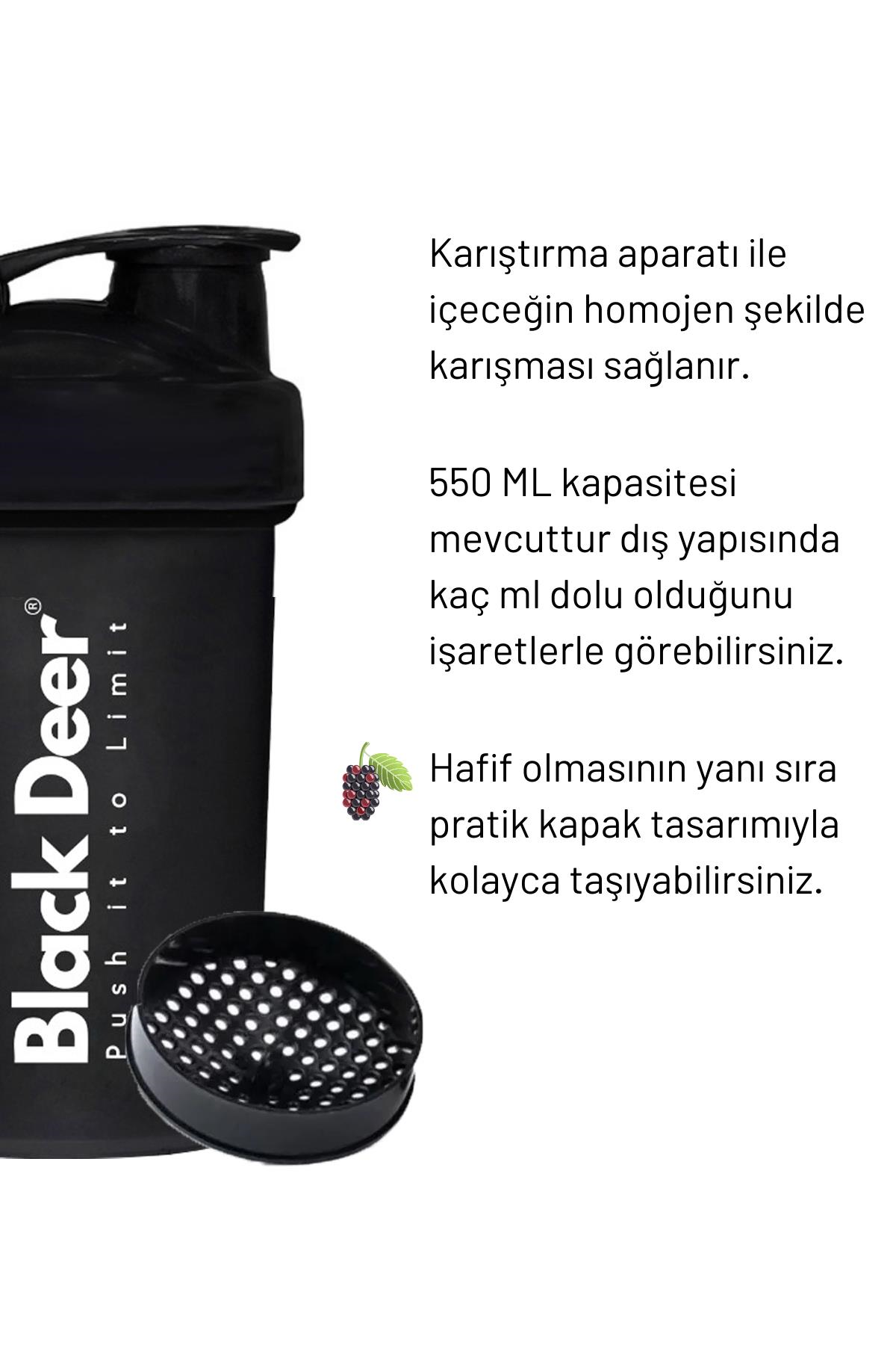 Shaker Karıştırıcı Sporcu Protein Shaker  550 ml Siyah