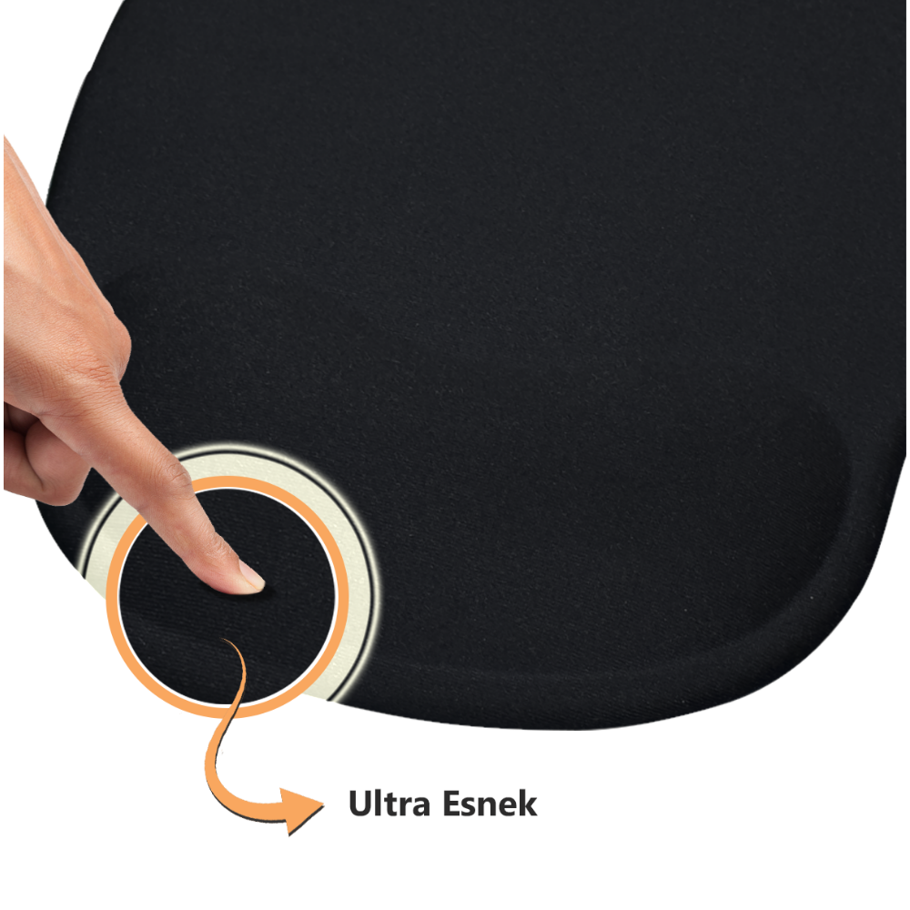 Siyah Bilek Destekli Mouse Pad Flexible Ergonomik Kaymaz Taban Mouse Pad