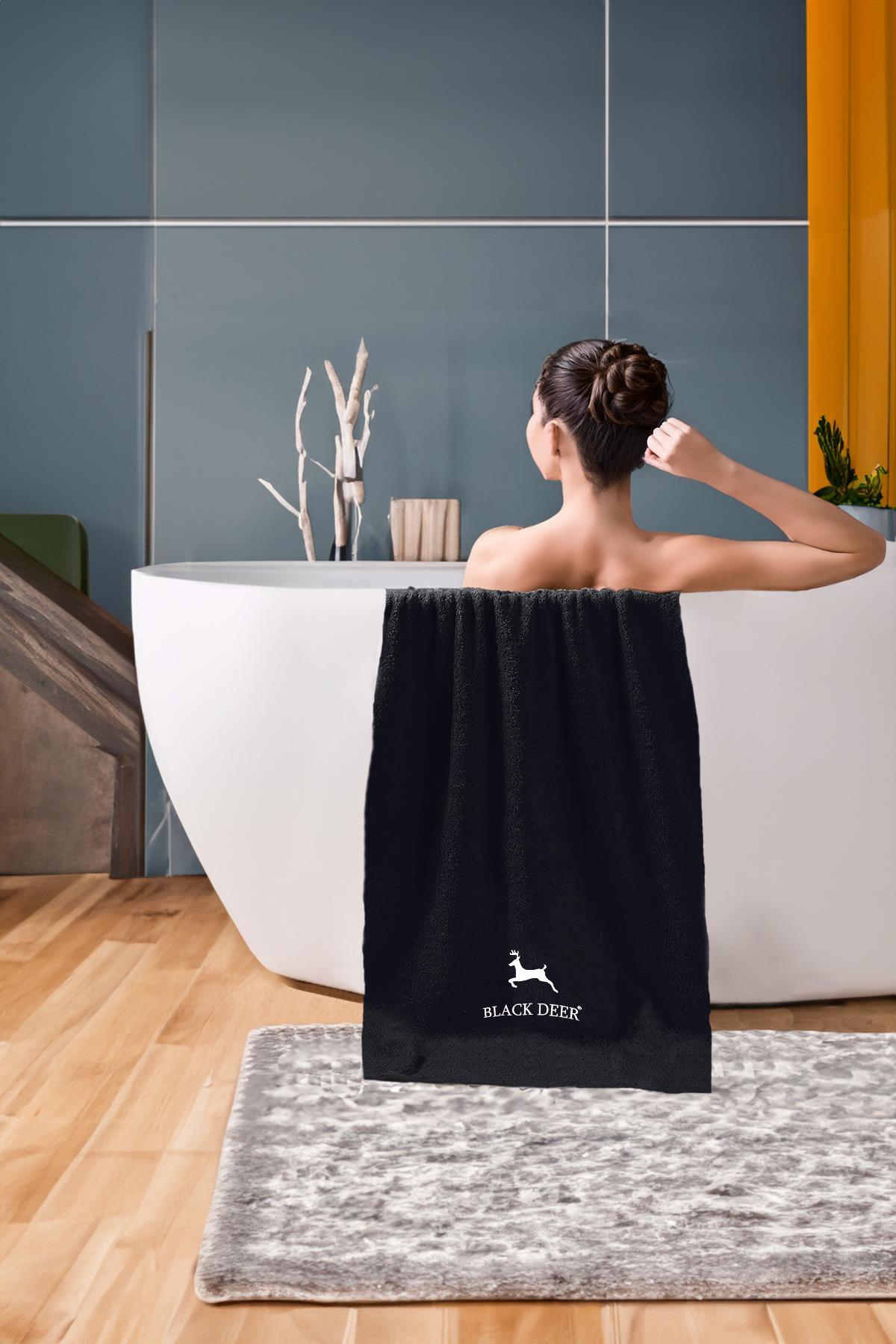 Spor Fitness Havlusu %100 Pamuk 90x50 cm Siyah 