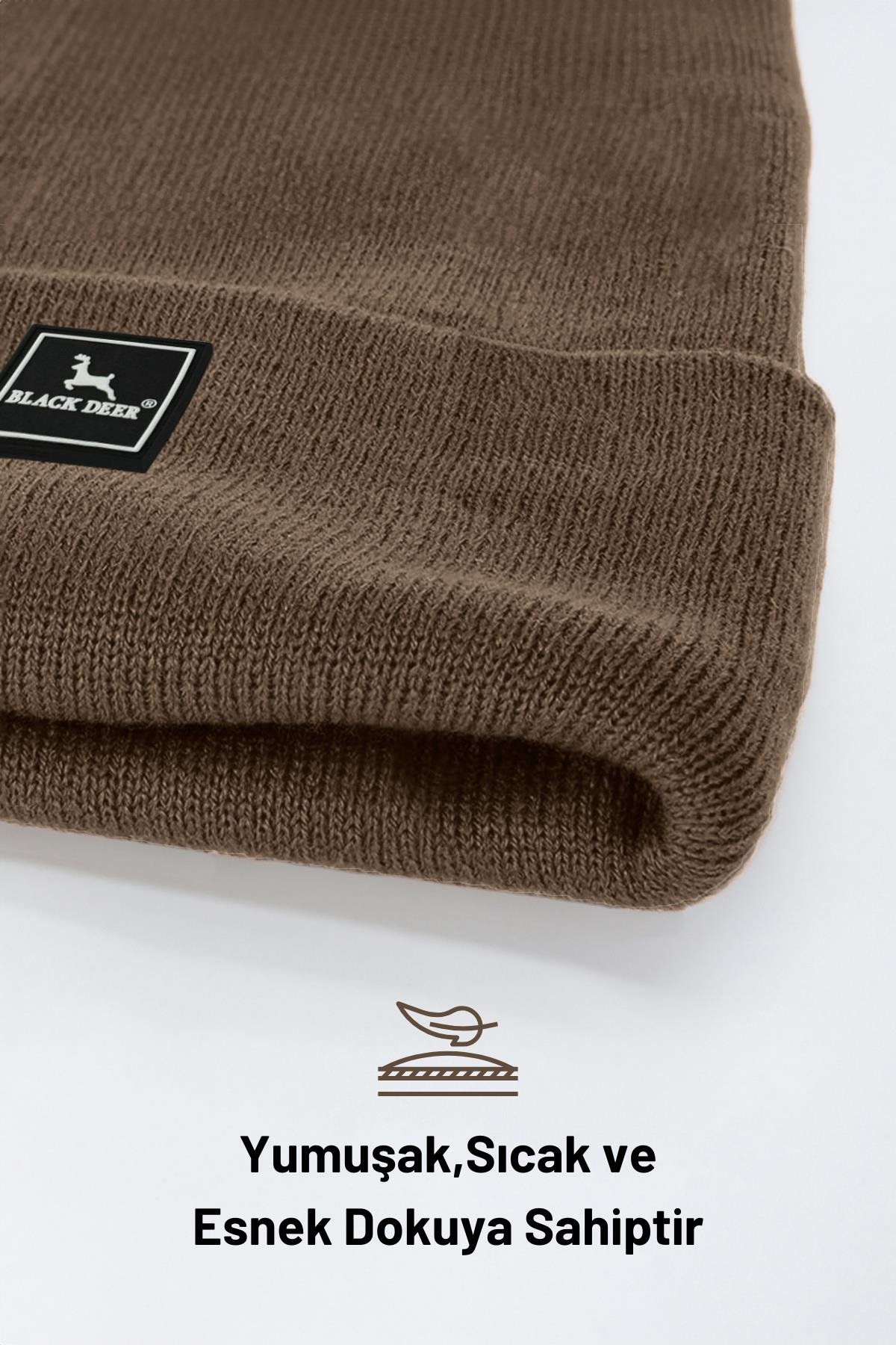 Unisex Kışlık Bere Şapka Düz Logolu Yumuşak Triko Basic Akrilik Beanie