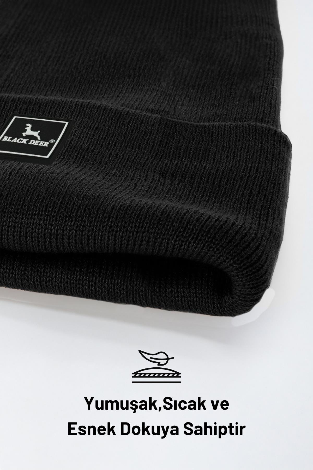 Unisex Kışlık Bere Şapka Düz Logolu Yumuşak Triko Basic Akrilik Beanie
