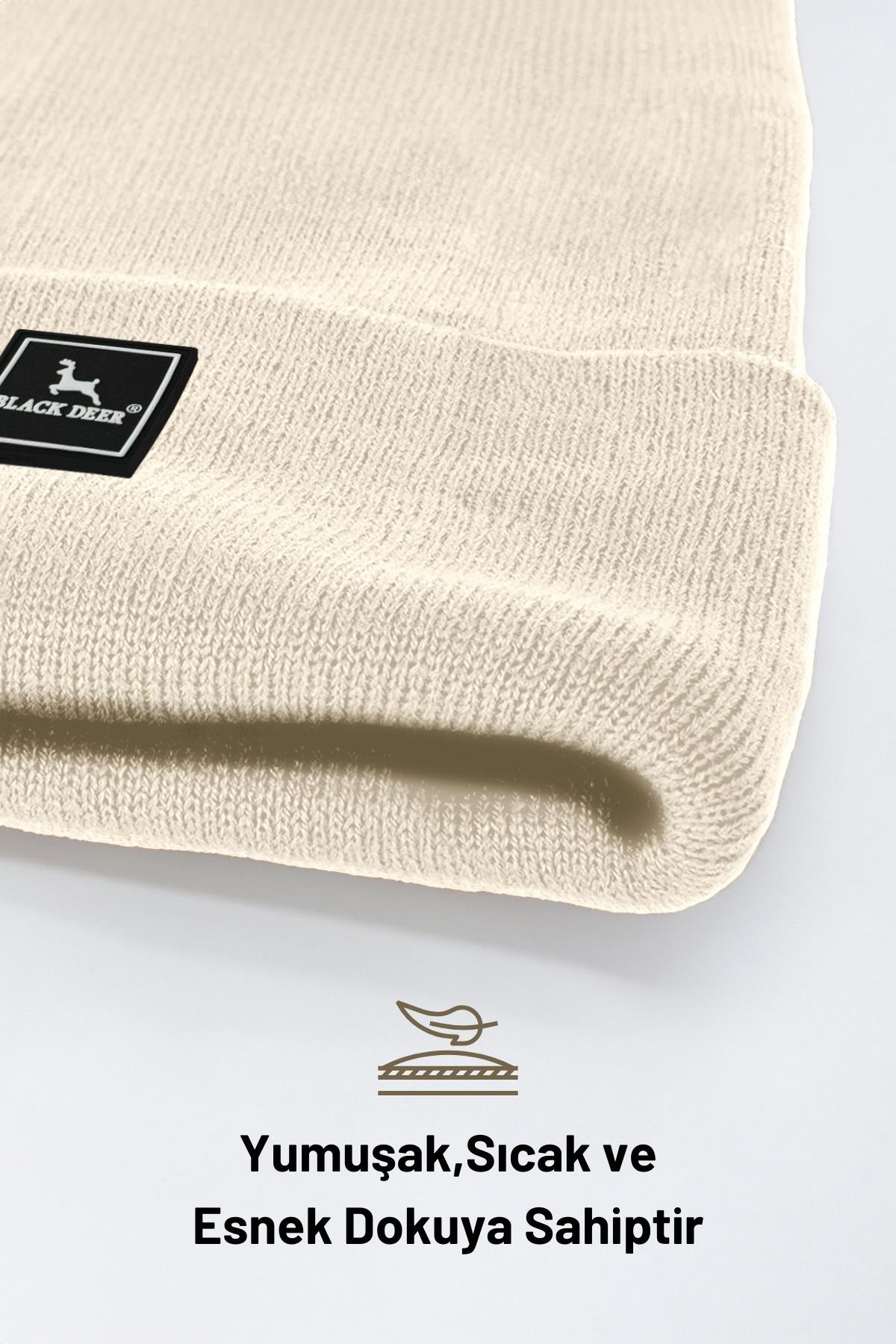 Unisex Kışlık Bere Şapka Düz Logolu Yumuşak Triko Basic Akrilik Beanie