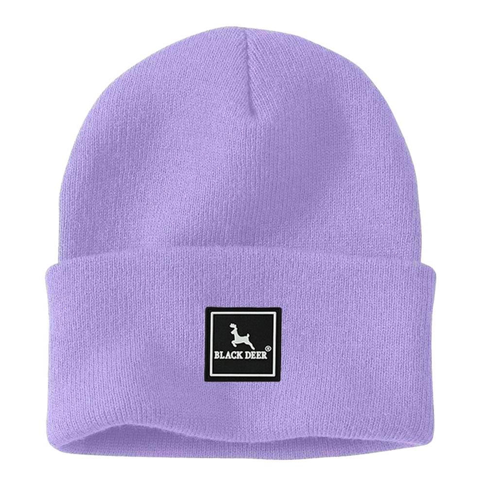 Unisex Lila Kışlık Bere Şapka Düz Logolu Yumuşak Triko Basic Akrilik Beanie