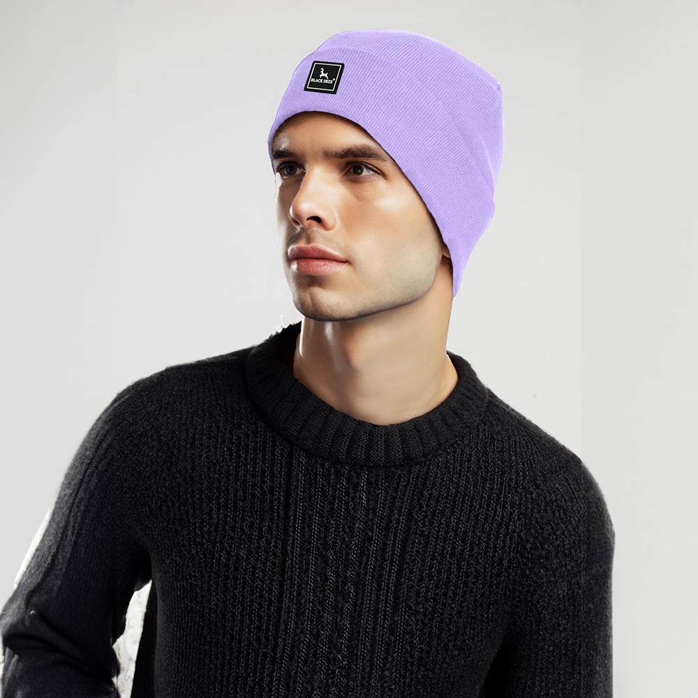 Unisex Lila Kışlık Bere Şapka Düz Logolu Yumuşak Triko Basic Akrilik Beanie