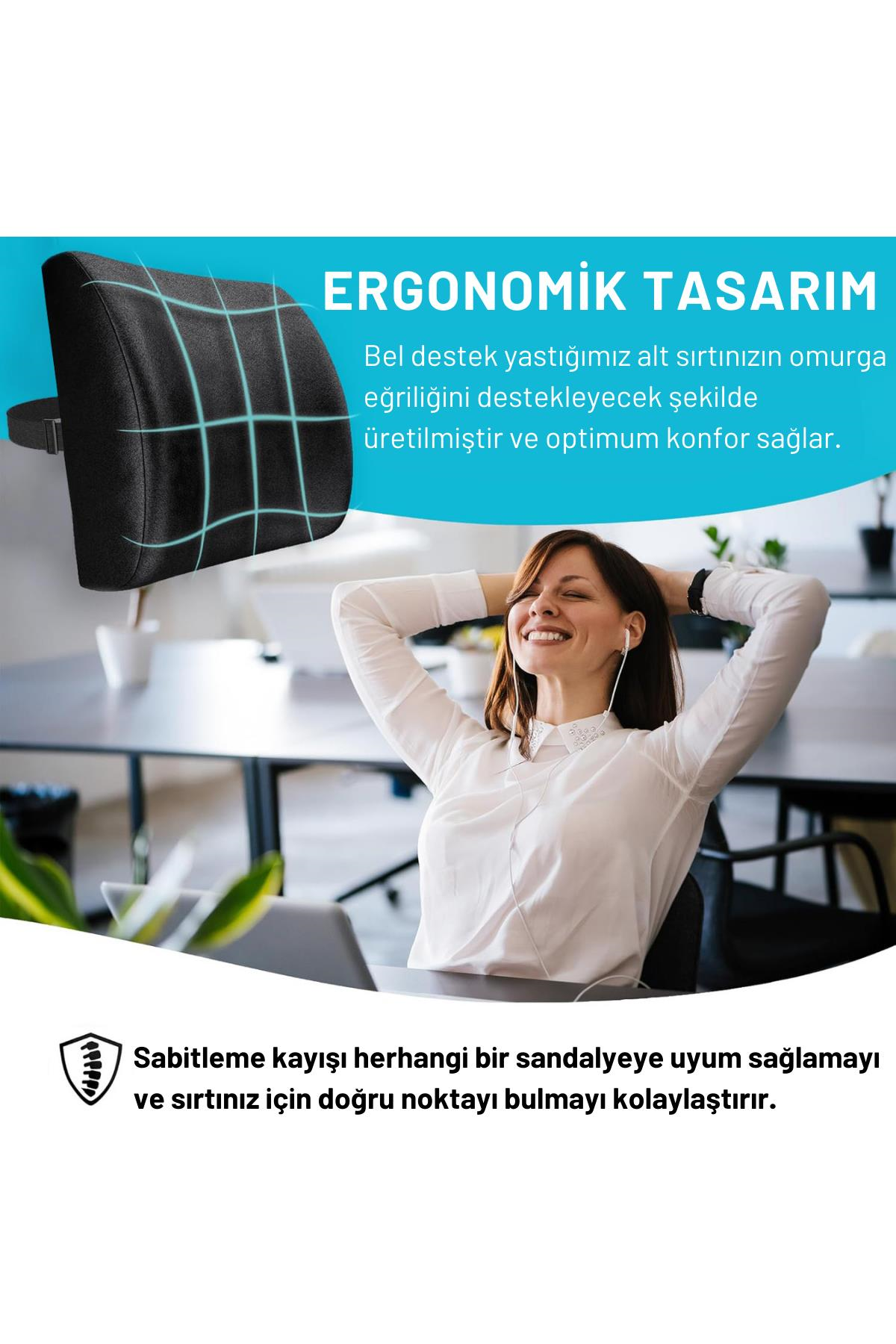 Visco Bel Destek Yastığı Memory Foam Dik Duruş Ortopedik Yastık Omurga Yastığı Ortopedik Sırt Destek Minderi