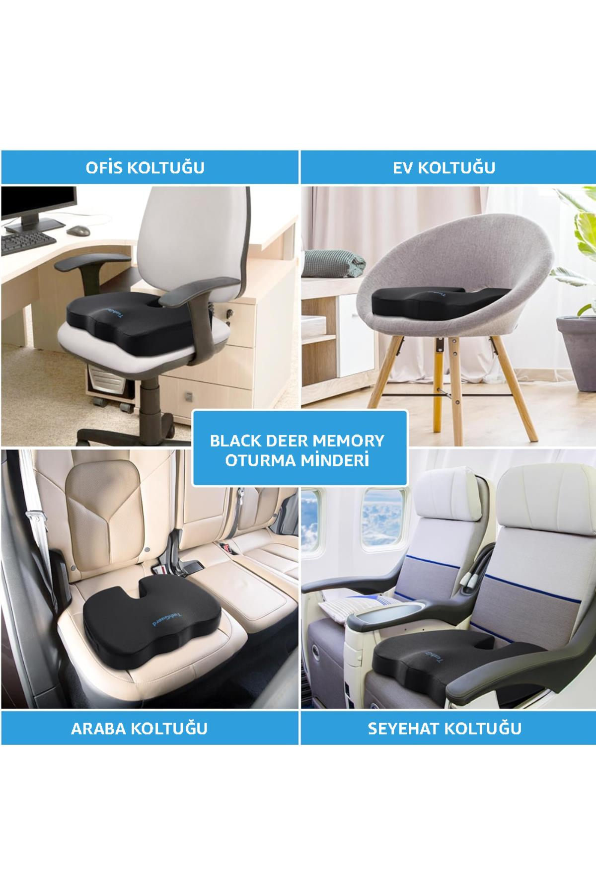 Visco Ortopedik Hafızalı Dik Oturuş Minderi Oturma Bölgesi Sorunları İçin Memory Foam Minder