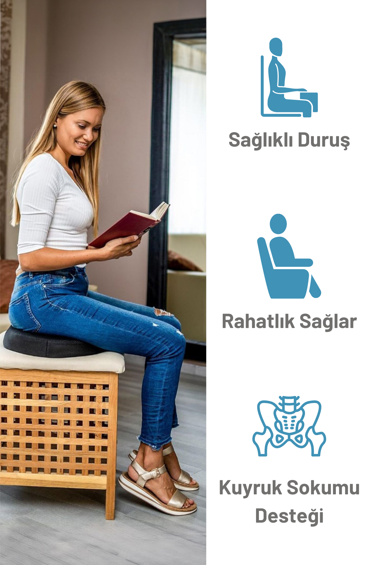 Visco Oturma Simidi Hemoroid Basur Fistül Çatlak ve Oturma Bölgesi Sorunları İçin Minder