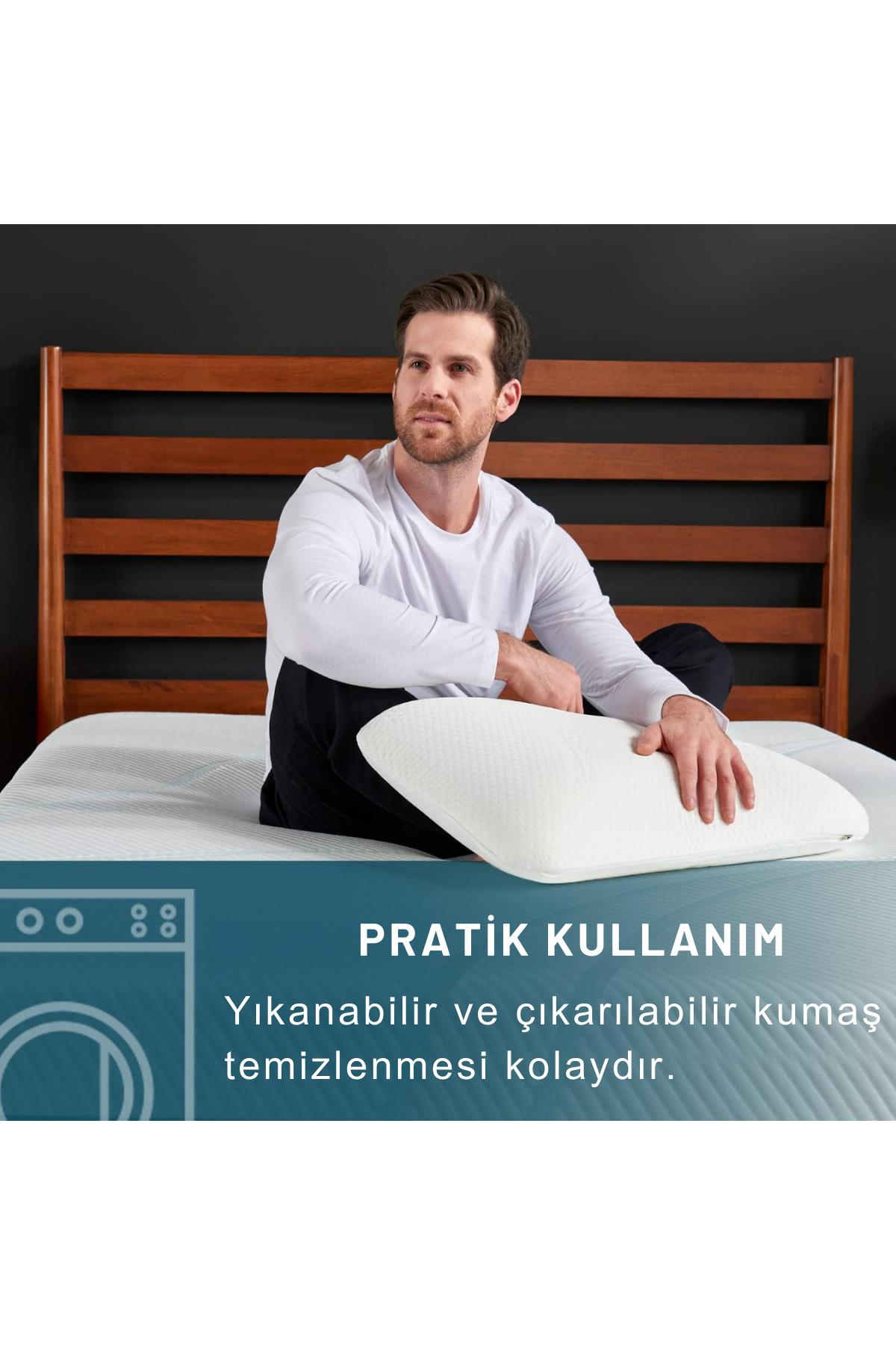 Visco Yastık Memory Foam Boyun Yastığı Hafızalı Ortopedik Yastık 60x40x15 cm