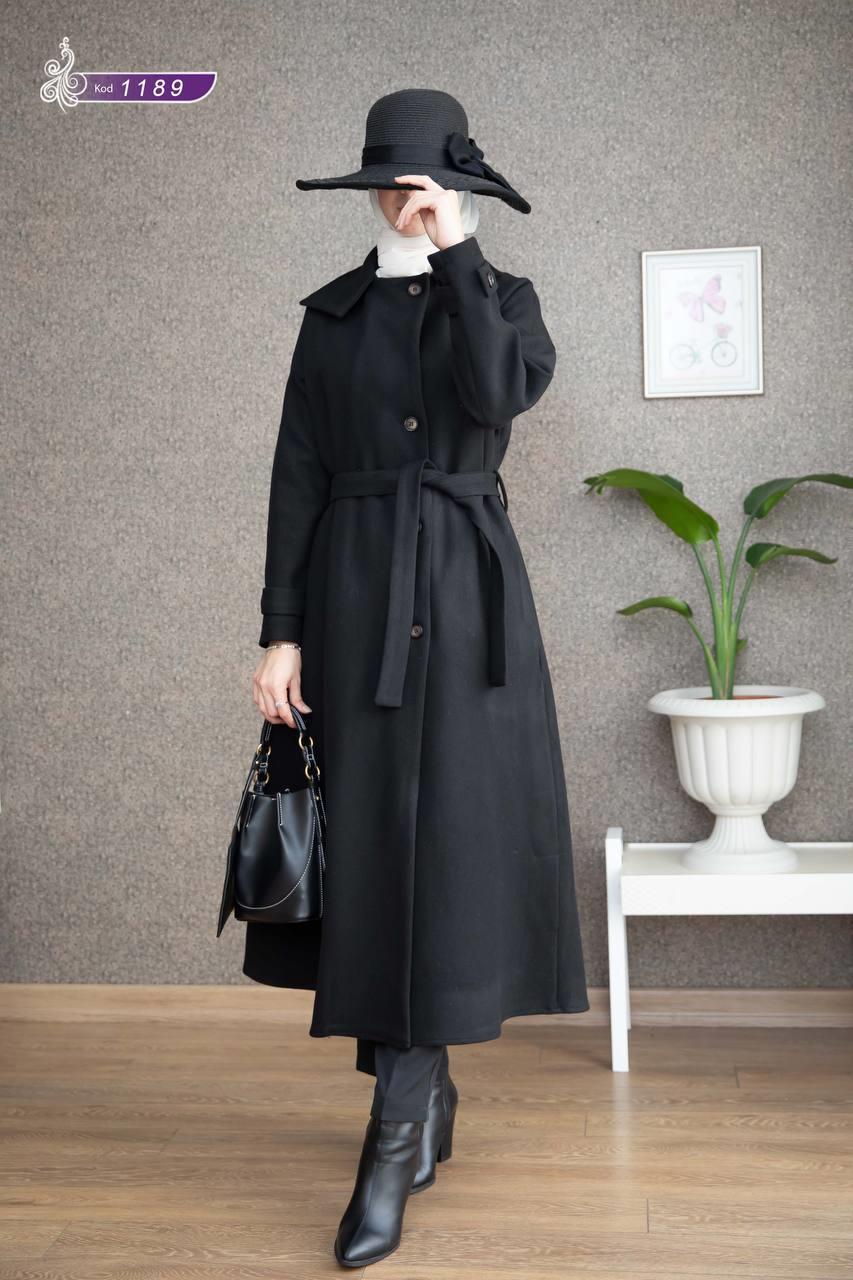 1189 Kaşe Kışlık Kaban -Siyah