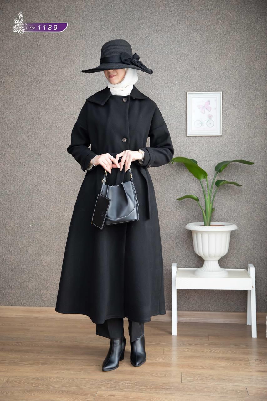 1189 Kaşe Kışlık Kaban -Siyah