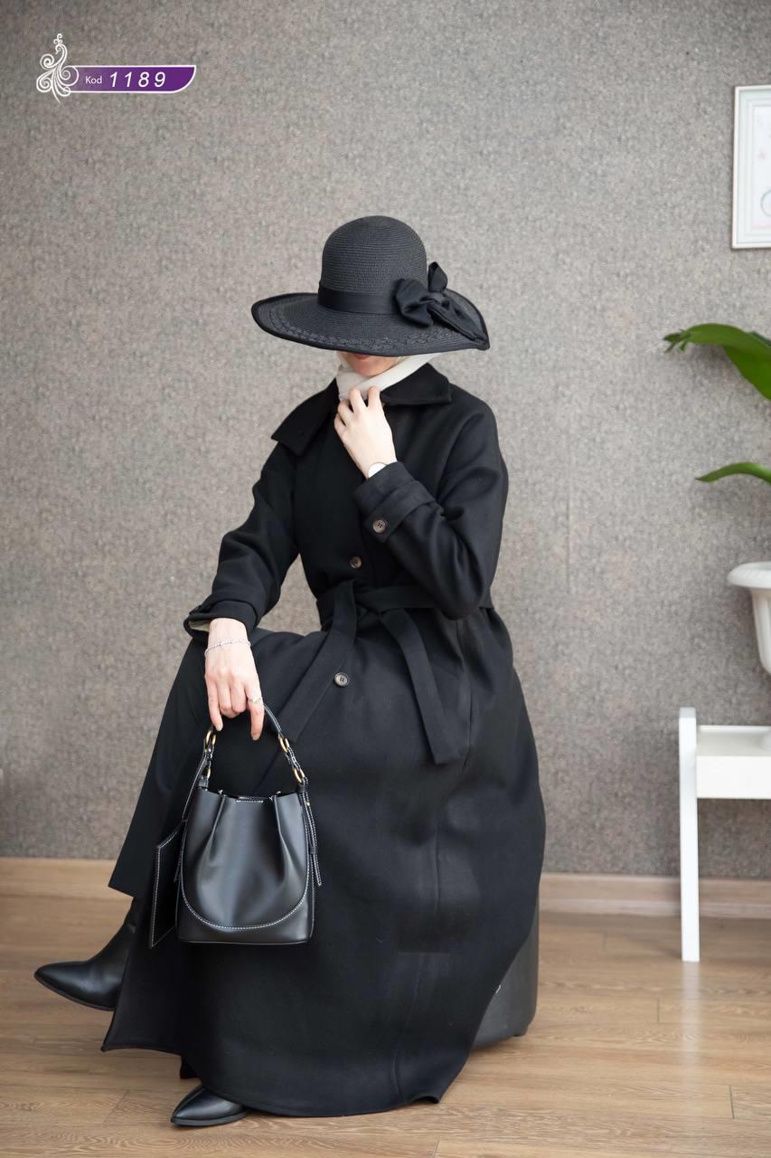 1189 Kaşe Kışlık Kaban -Siyah