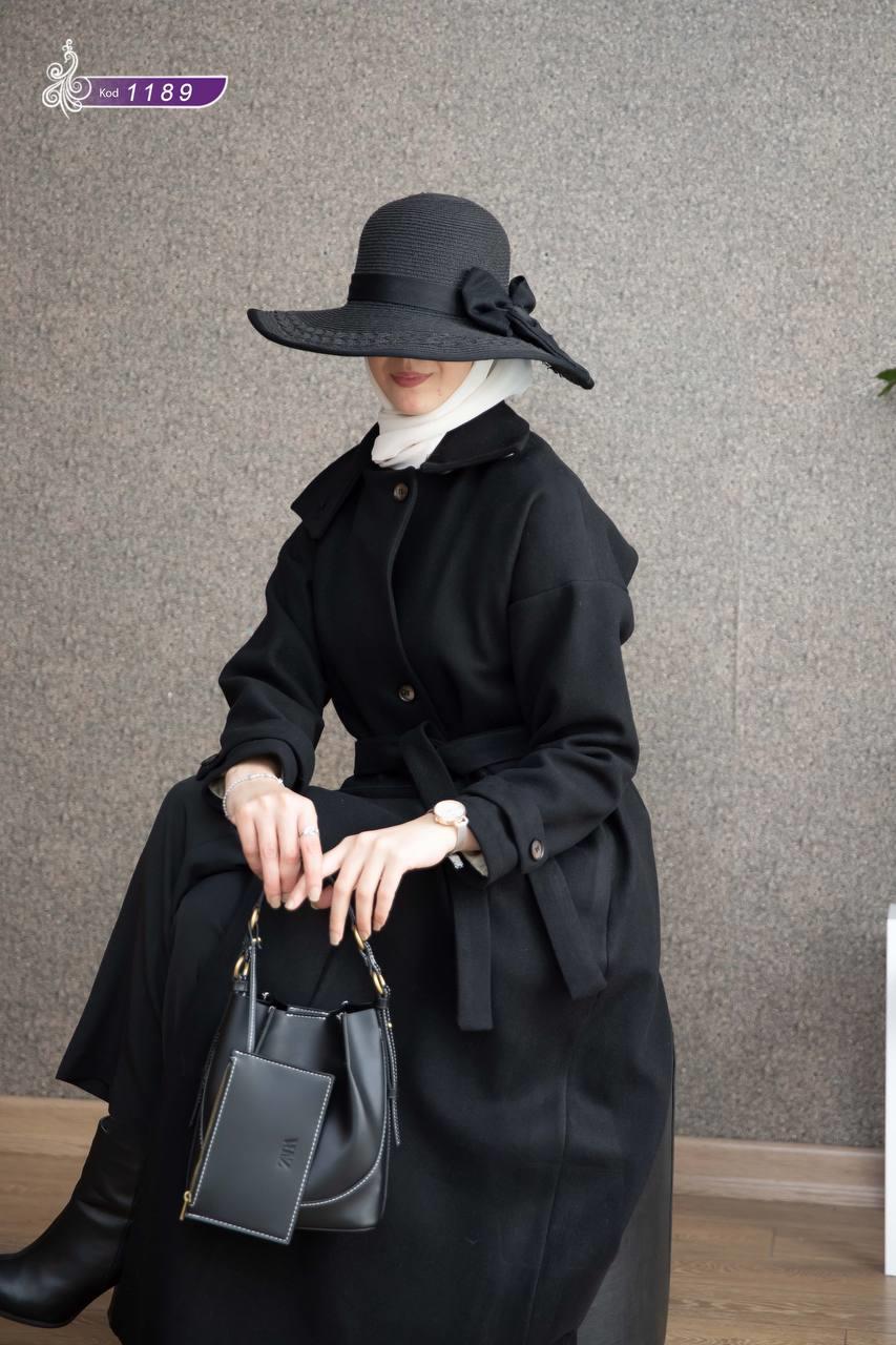 1189 Kaşe Kışlık Kaban -Siyah