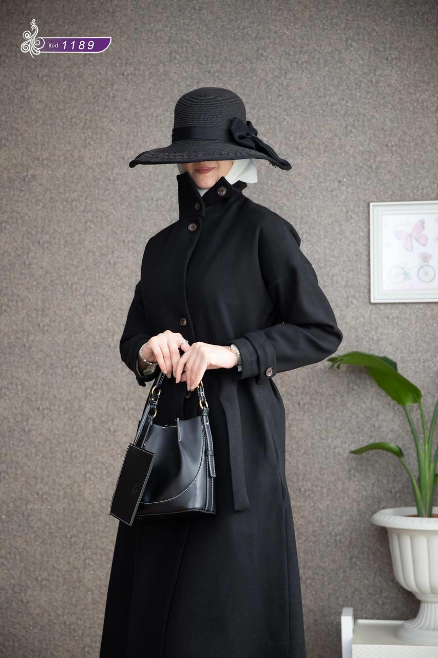 1189 Kaşe Kışlık Kaban -Siyah