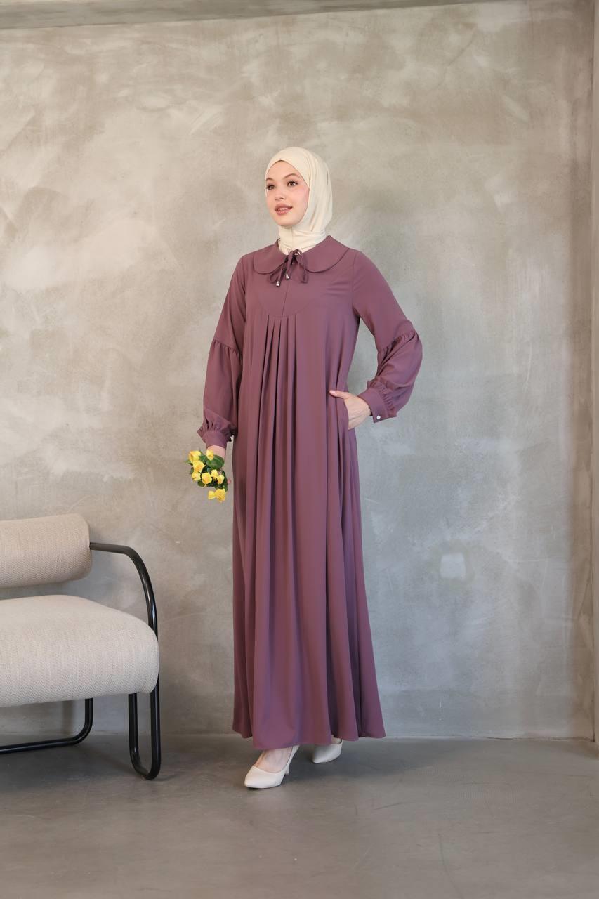 1352 Fermuar Detaylı Ferace - Lila