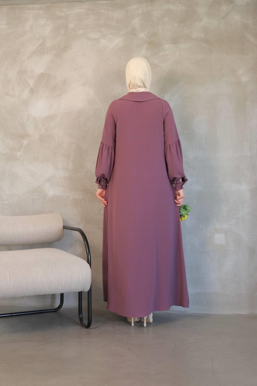 1352 Fermuar Detaylı Ferace - Lila