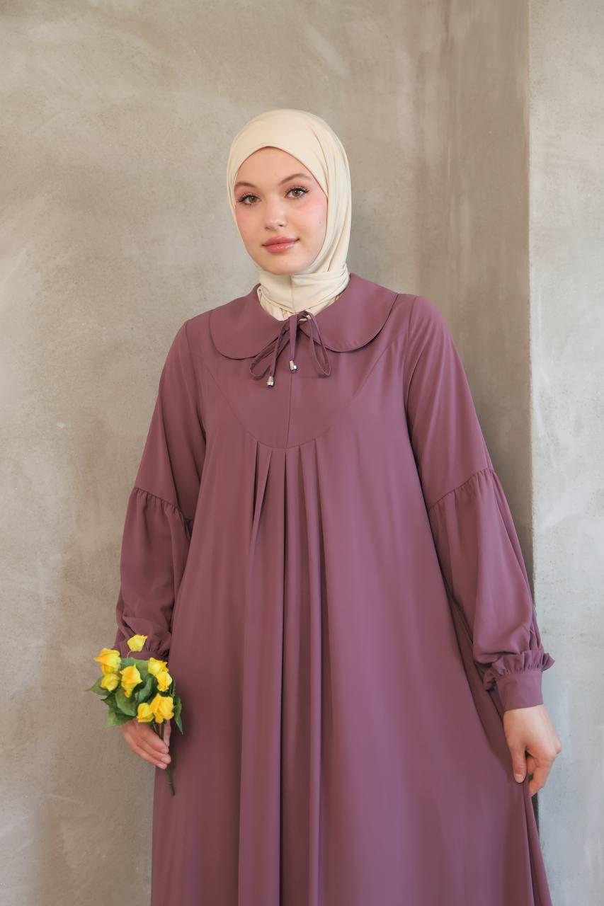 1352 Fermuar Detaylı Ferace - Lila