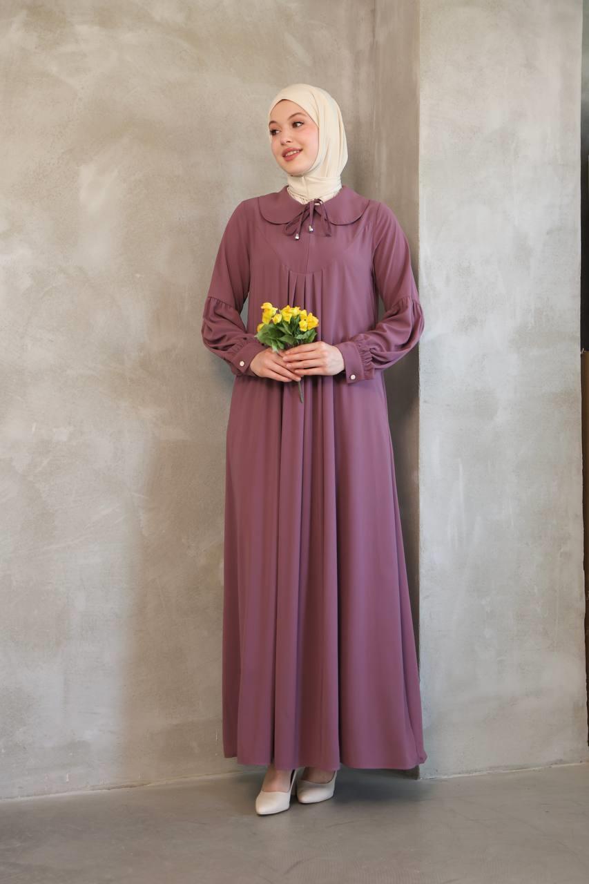 1352 Fermuar Detaylı Ferace - Lila