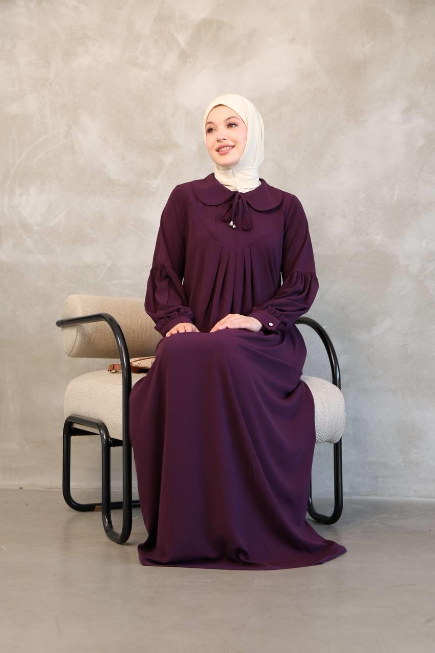 1352 Fermuar Detaylı Ferace - Mürdüm