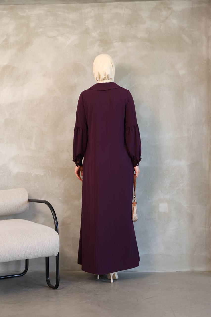 1352 Fermuar Detaylı Ferace - Mürdüm