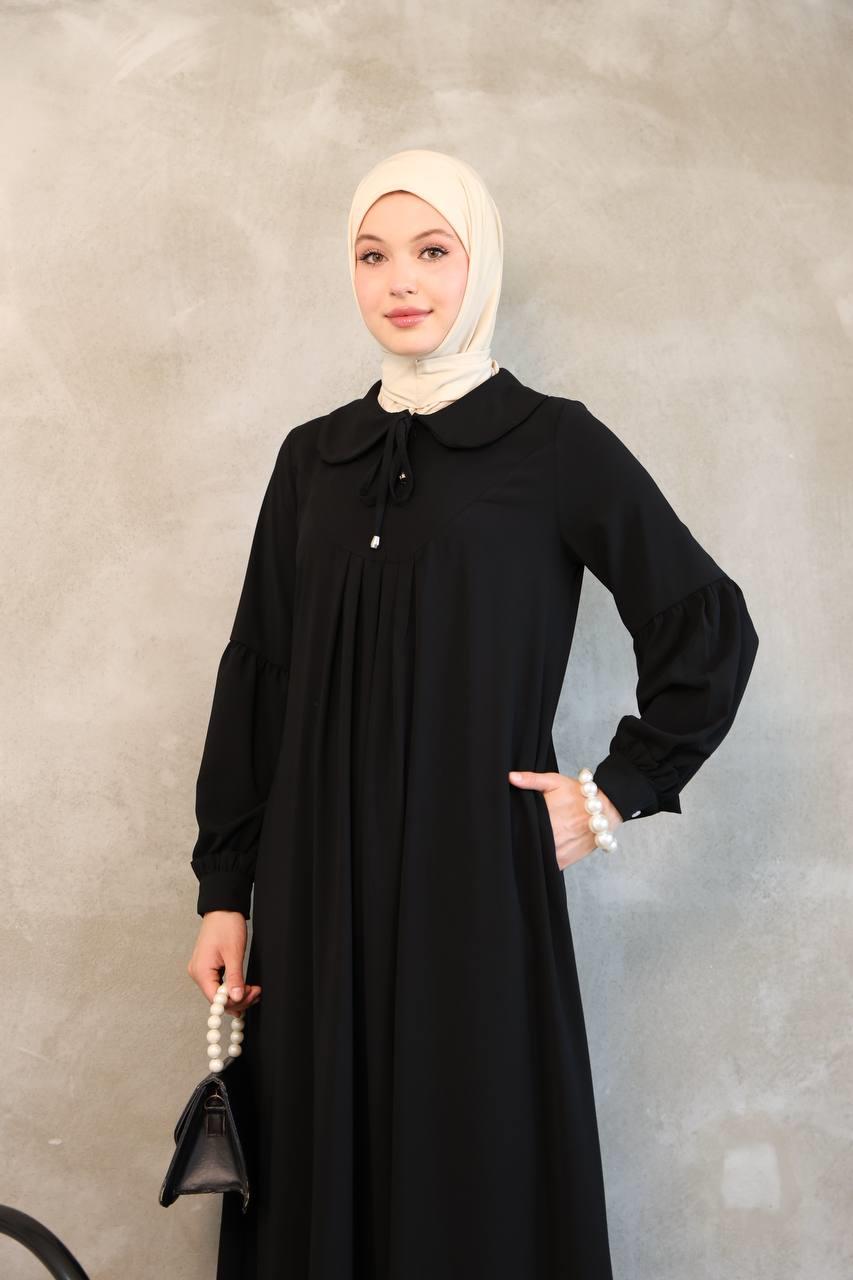 1352 Fermuar Detaylı Ferace - Siyah