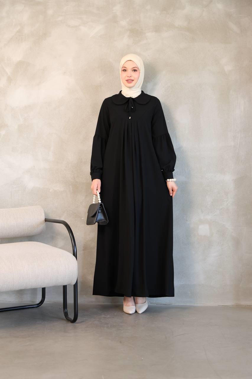 1352 Fermuar Detaylı Ferace - Siyah