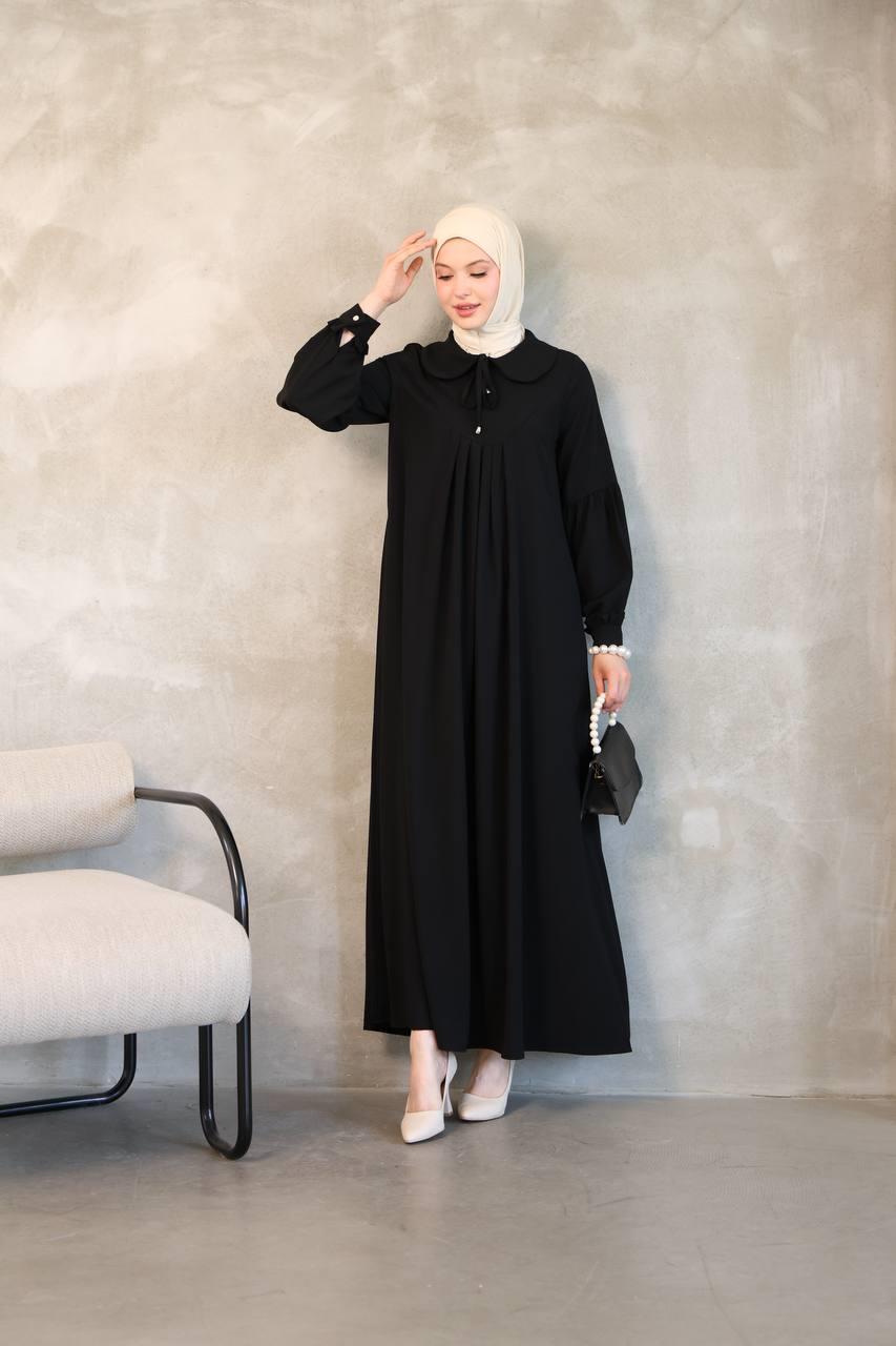 1352 Fermuar Detaylı Ferace - Siyah