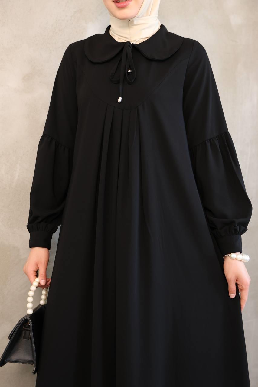 1352 Fermuar Detaylı Ferace - Siyah