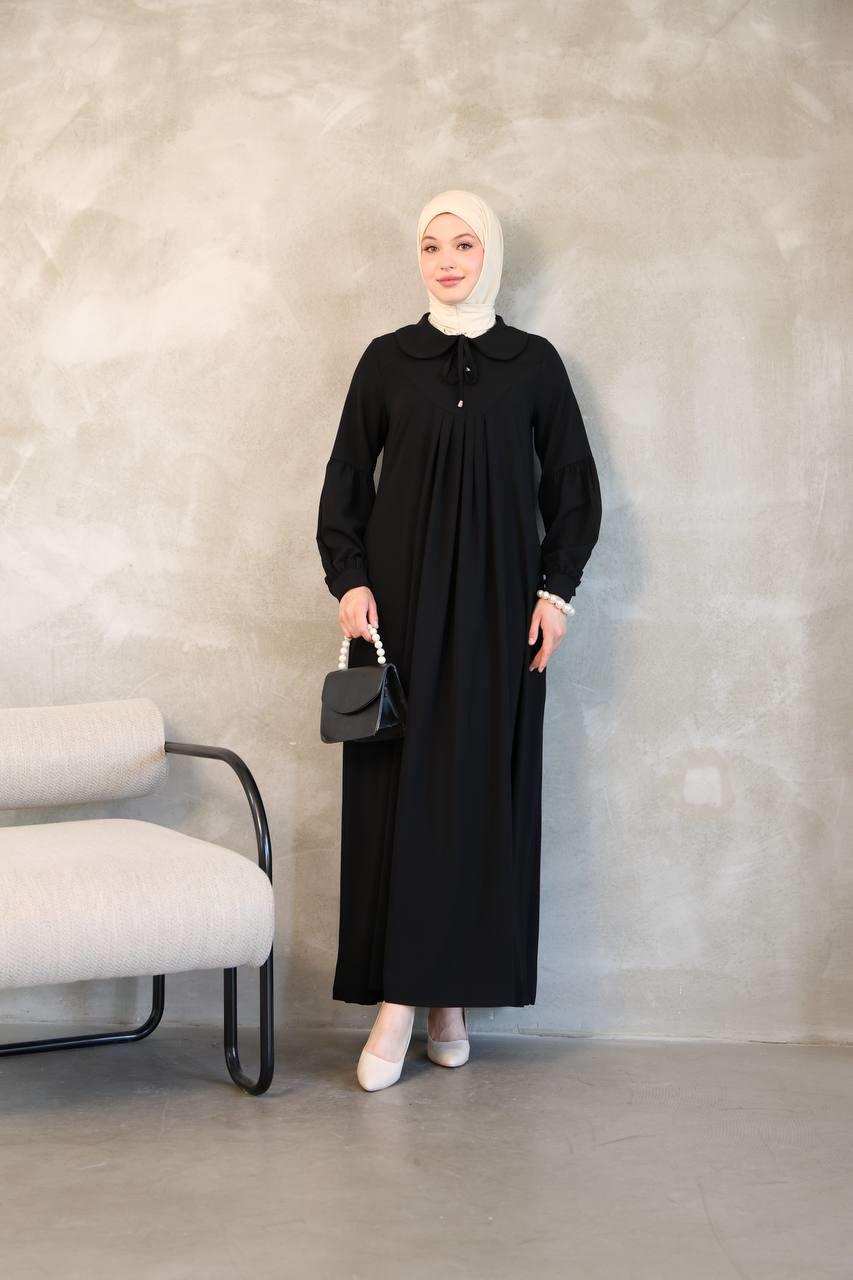 1352 Fermuar Detaylı Ferace - Siyah