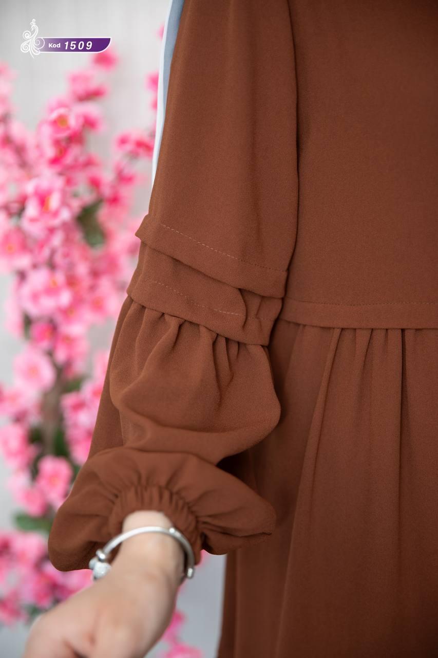 1509 Düğme Detaylı Elbise -taba