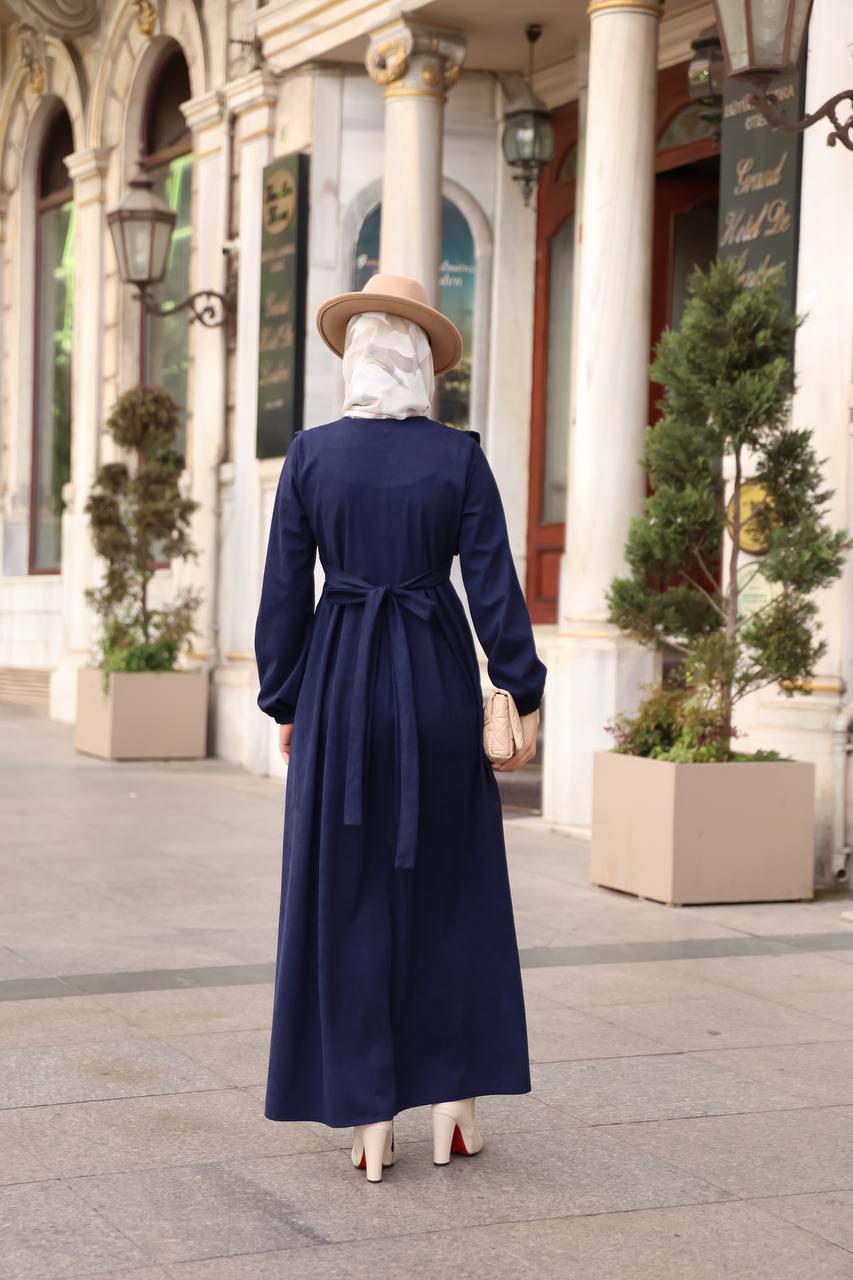1581 Fermuar Detaylı Elbise - Lacivert 