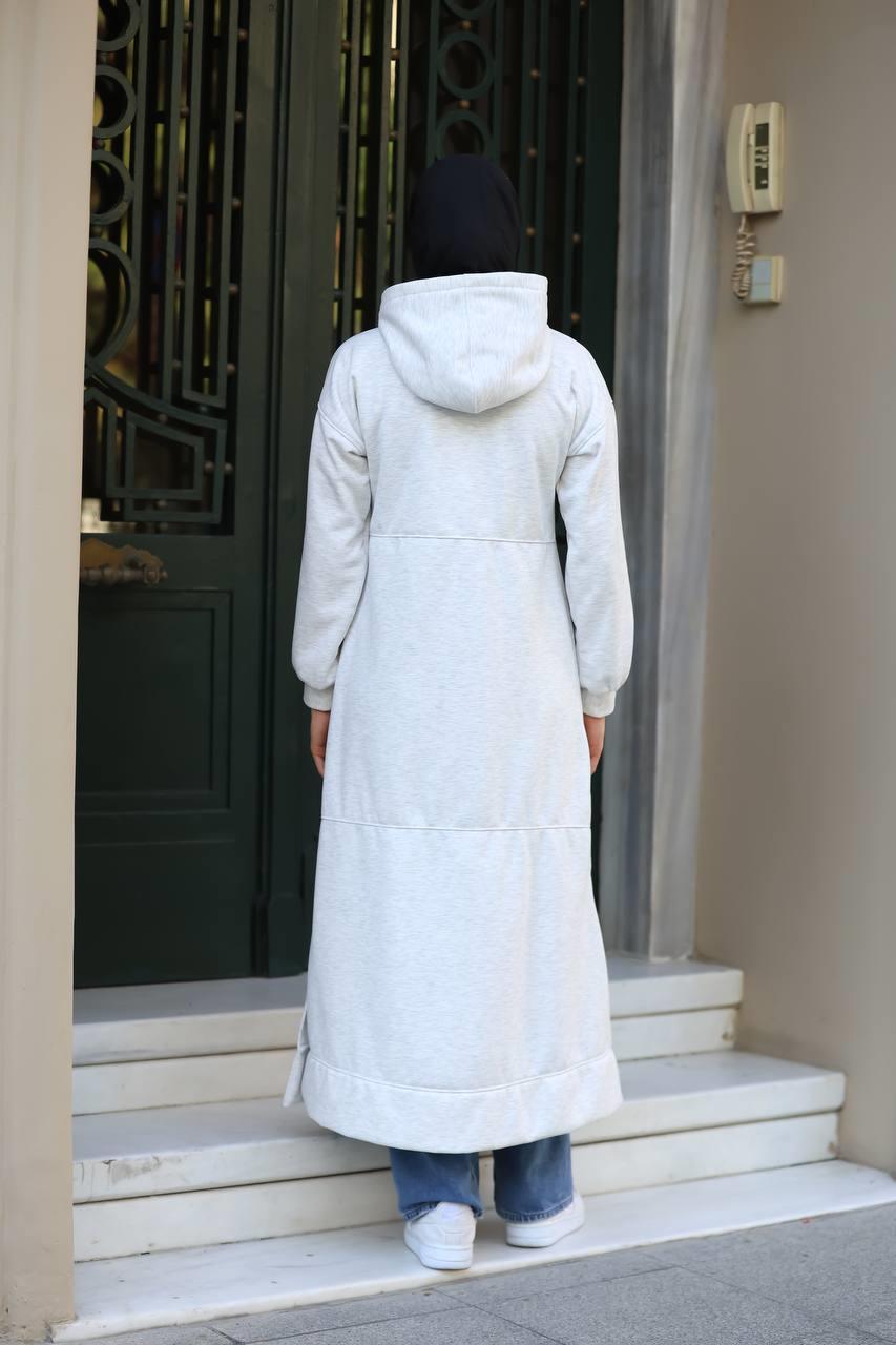 1612 Fermuarlı Polar Kap - Açık Gri