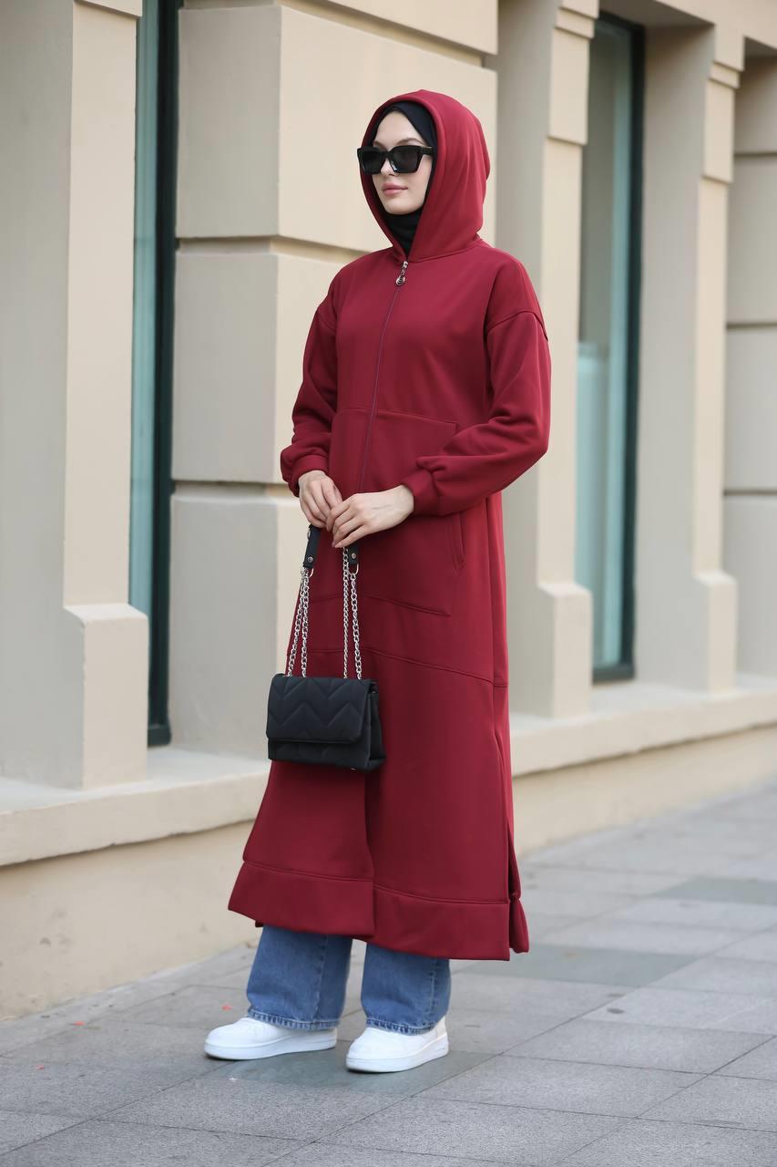 1612 Fermuarlı Polar Kap - Bordo 