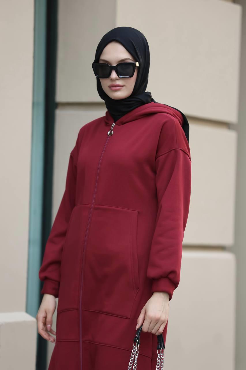 1612 Fermuarlı Polar Kap - Bordo 