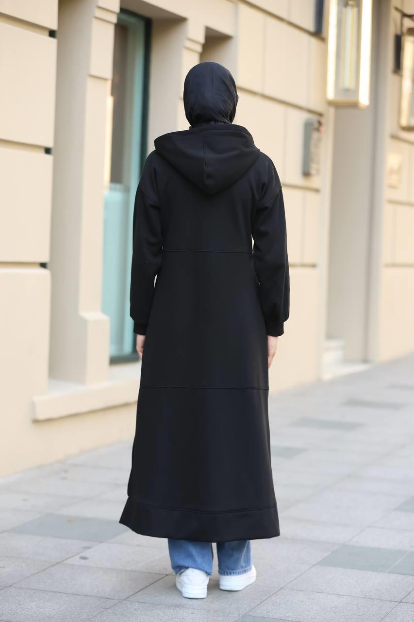 1612 Fermuarlı Polar Kap - Siyah 