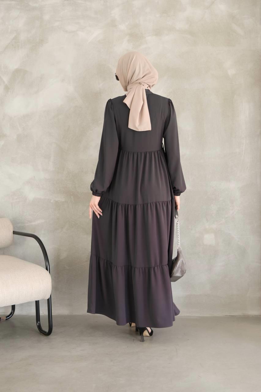 3459 Katmanlı Elbise - Gri