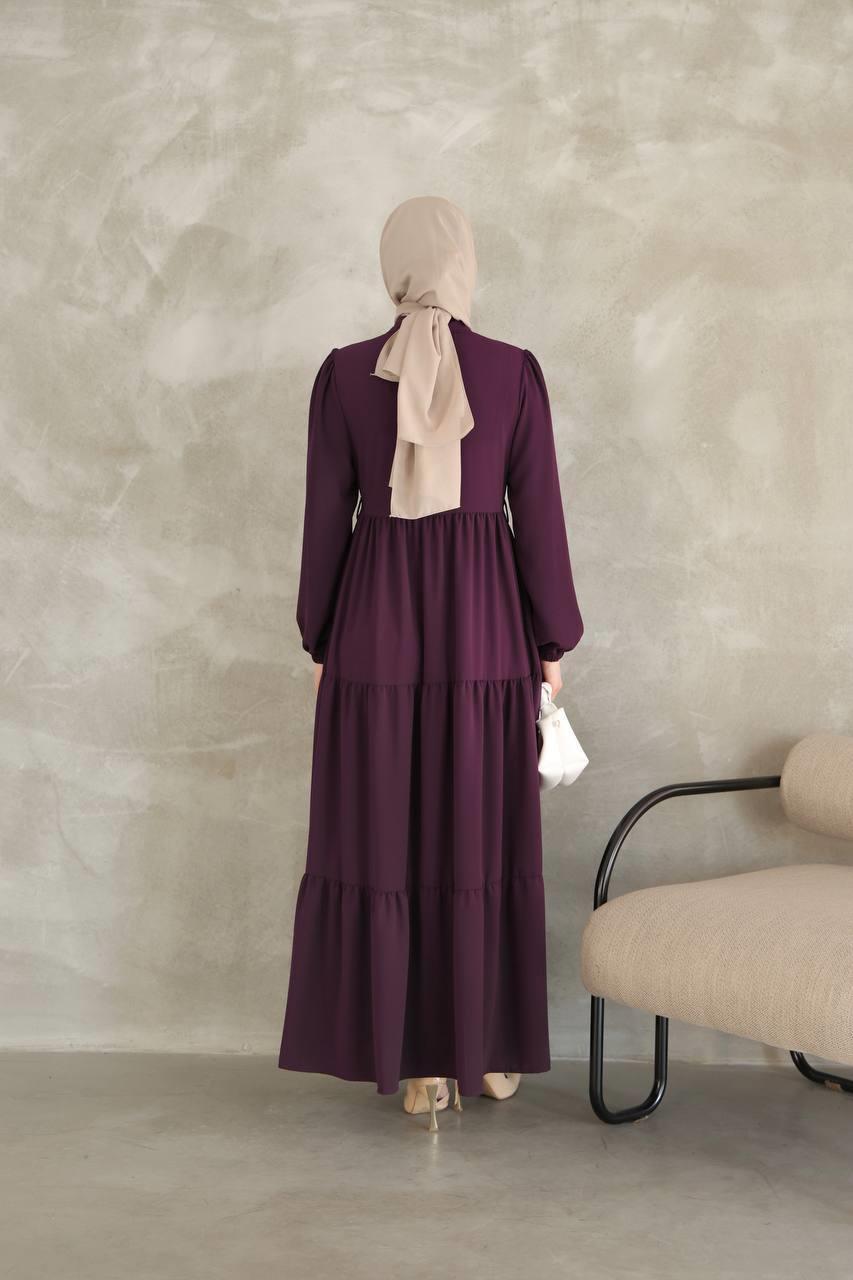3459 Katmanlı Elbise - Mor