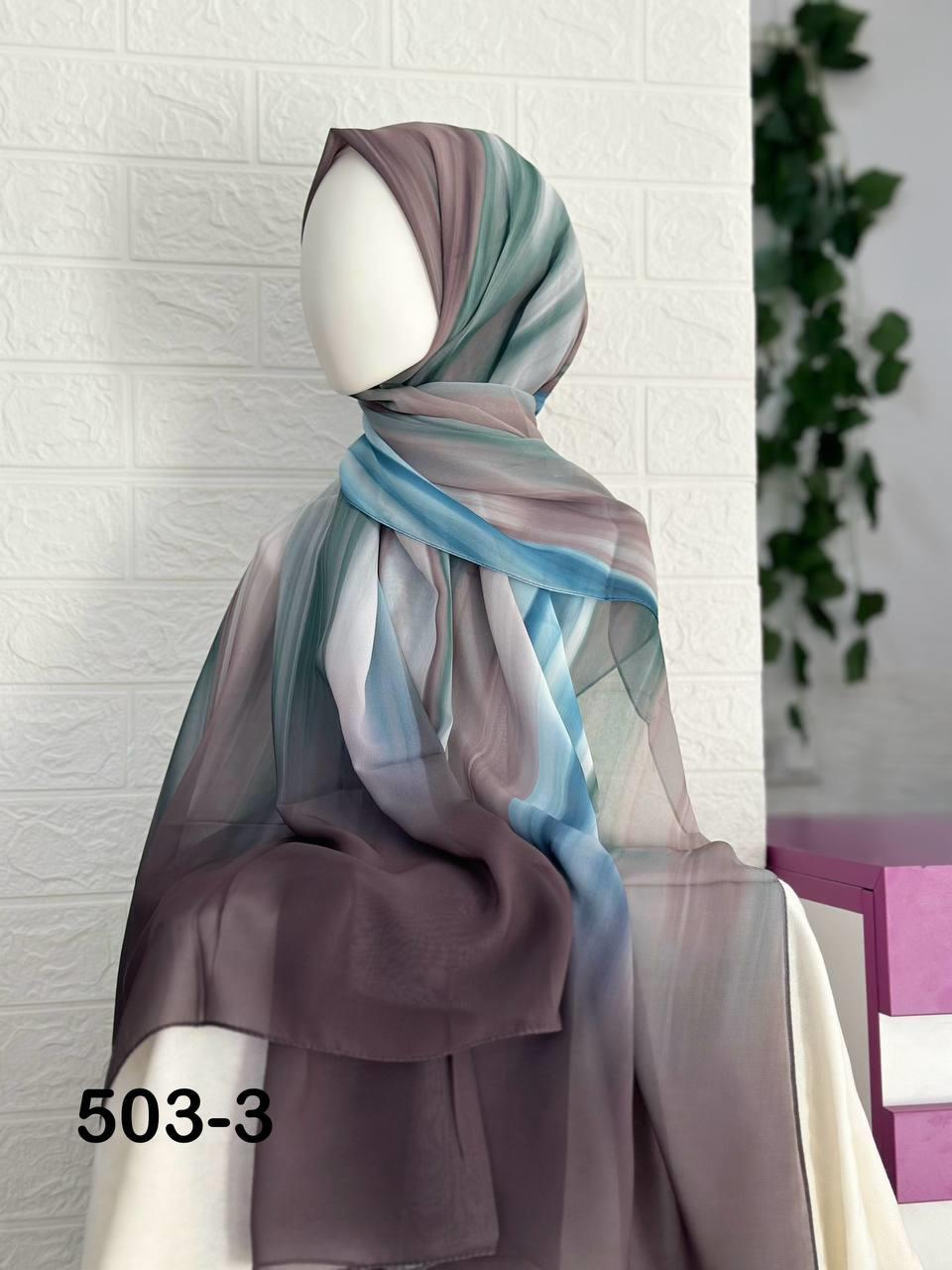 503-3 Desenli Şifon Şal