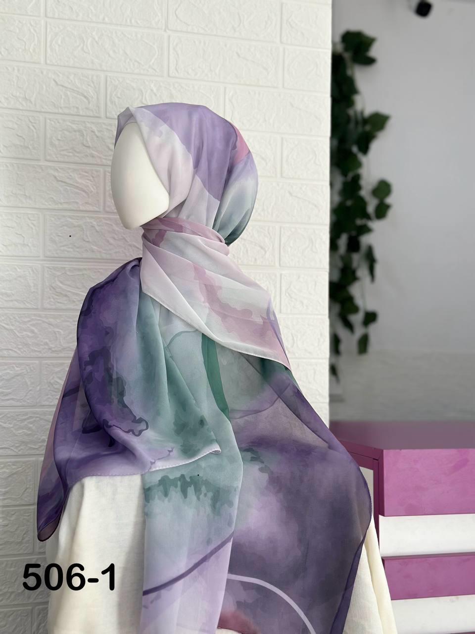 506-1 Desenli Şifon Şal